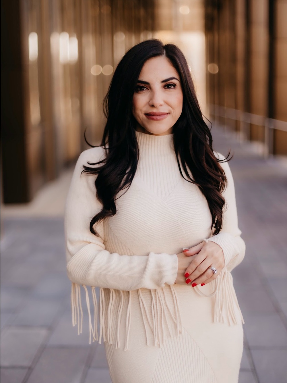 Cream Fringe Turtleneck Sweater Dress - Cozy Women's Knit